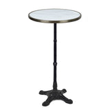 White Round Ceramic French Bistro Table, Bar Height, 24" Diameter