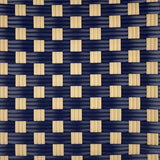 Valence French Bistro Rattan Short Stool - Squares, Small - Navy Blue/Gold