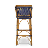 Valence French Bistro Rattan Baby Highchair - Squares, Large - Navy Blue/Gold