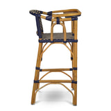 Valence French Bistro Rattan Baby Highchair - Squares, Large - Navy Blue/Gold