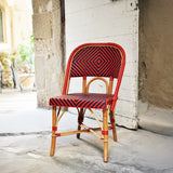 Valence French Bistro Rattan Chair - Diamonds, Large - Red/Navy Blue