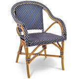 Paris French Bistro Rattan Armchair - Squares, Small - Navy Blue/White - Multi-Weave - Navy Blue/White