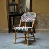 Biarritz French Bistro Rattan Chair - Flowers - White/Orange/Green