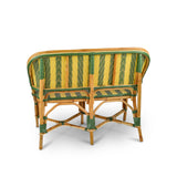 Valence French Bistro Rattan Banquette/Bench, Small - Arrows with Stripes - Green/Yellow/Gold