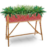 Lyon French Bistro Rattan Planter with Stand (Flower Box) - Diamonds, Small - Red/White