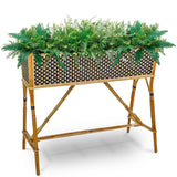 Lyon French Bistro Rattan Planter with Stand (Flower Box) - Squares, Large - Gold/Black
