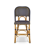 Valence French Bistro Rattan Counter Chair - Squares, Large - Navy Blue/Gold - Single Weave - Navy Blue