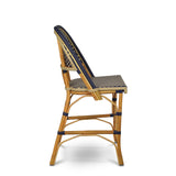 Valence French Bistro Rattan Counter Chair - Squares, Large - Navy Blue/Gold - Single Weave - Navy Blue