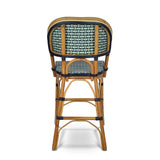 Valence French Bistro Rattan Counter Chair - Basket - Silver/Green/Black