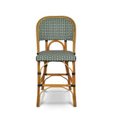 Valence French Bistro Rattan Counter Chair - Basket - Silver/Green/Black