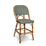 Valence French Bistro Rattan Counter Chair - Basket - Silver/Green/Black