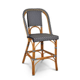 Valence French Bistro Rattan Counter Chair - Squares, Small - Black/White - Simple Weave - Black/White