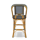 Valence French Bistro Rattan Counter Chair - Squares, Small - Black/White - Simple Weave - Black/White