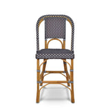 Valence French Bistro Rattan Counter Chair - Squares, Small - Black/White - Simple Weave - Black/White