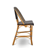 Valence French Bistro Rattan Counter Chair - Squares, Small - Black/White - Simple Weave - Black/White