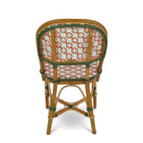 Biarritz French Bistro Rattan Chair - Flowers - White/Orange/Green
