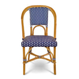 Lyon French Bistro Rattan Chair - Squares, Small - Navy Blue/White