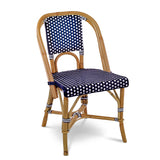 Lyon French Bistro Rattan Chair - Squares, Small - Navy Blue/White