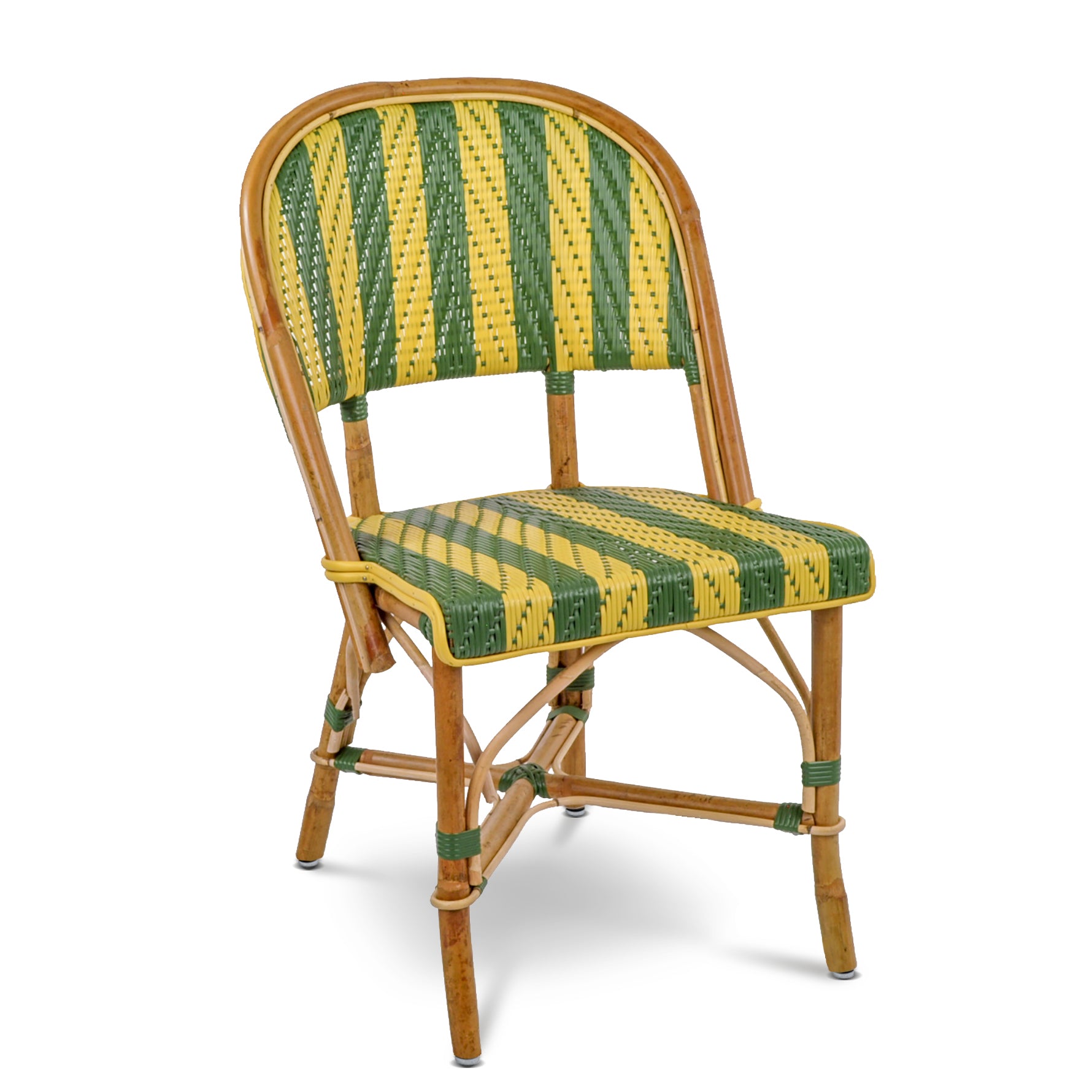 Biarritz French Rattan Bistro Chair - Arrows with Stripes - Green