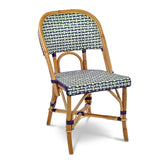 Valence French Bistro Rattan Chair - Basket - Silver/Green/Black
