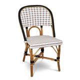 Valence French Bistro Rattan Chair - Vertical - White/Black/Red with Black Weave