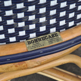 Paris French Bistro Rattan Armchair - Squares, Small - Navy Blue/White - Multi-Weave - Navy Blue/White