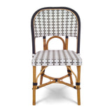 Valence French Bistro Rattan Chair - Vertical - White/Silver/Black - Simple Weave - Black