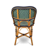 Valence French Bistro Rattan Chair - Diamonds, Large - Navy Blue/Jade - Simple Weave - Navy Blue