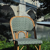 Valence French Bistro Rattan Chair - Basket - Silver/Green/Black