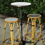 Valence French Bistro Rattan Bar Stool - Squares, Small - White/Black