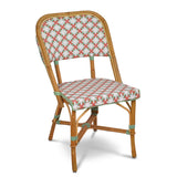 Biarritz French Bistro Rattan Chair - Flowers - White/Pink/Jade