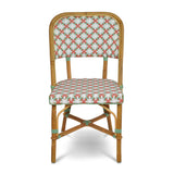 Biarritz French Bistro Rattan Chair - Flowers - White/Pink/Jade