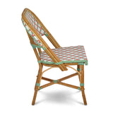 Biarritz French Bistro Rattan Chair - Flowers - White/Pink/Jade