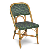 Valence French Bistro Rattan Chair - Diamonds, Small - Navy Blue/Green
