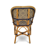 Valence French Bistro Rattan Chair - Diamonds, Small - Gold/Navy Blue