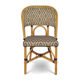 Valence French Bistro Rattan Chair - Diamonds, Small - Gold/Navy Blue