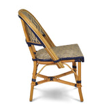 Valence French Bistro Rattan Chair - Diamonds, Small - Gold/Navy Blue
