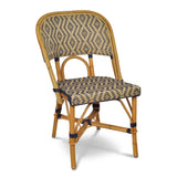 Valence French Bistro Rattan Chair - Diamonds, Small - Gold/Navy Blue