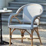Paris French Bistro Rattan Armchair - Squares, Small - White/Black - Multi-Weave - White/Black