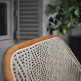 Lyon French Bistro Rattan Banquette/Bench, 2-Seater - Diamonds, Small - Gold/Navy Blue
