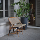 Lyon French Bistro Rattan Banquette/Bench, 2-Seater - Diamonds, Small - Gold/Navy Blue