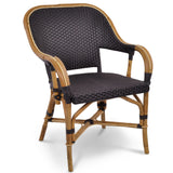Cannes French Bistro Rattan Armchair - Squares, Small - Black/Black