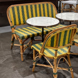 Valence French Bistro Rattan Banquette/Bench, Small - Arrows with Stripes - Green/Yellow/Gold