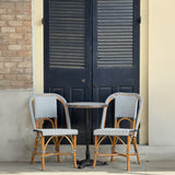 Lyon French Bistro Rattan Chair - Squares, Small - White/Navy Blue - Multi-Weave - White/Navy Blue