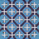 Valence French Bistro Rattan Bar Chair - Crosses - Sky Blue/Navy Blue/White - Simple Weave - Navy Blue