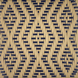 Lyon French Bistro Rattan Banquette/Bench, 2-Seater - Diamonds, Small - Gold/Navy Blue