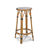 Valence French Bistro Rattan Bar Stool - Squares, Small - White/Black
