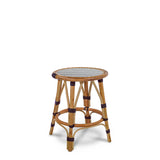 Valence French Bistro Rattan Short Stool - Squares, Small - White/Black