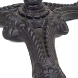 This black cast iron, powder coated base secures our French Bistro marble table.