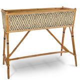 Lyon French Bistro Rattan Planter with Stand (Flower Box) - Diamonds, Small - Gold/Navy Blue